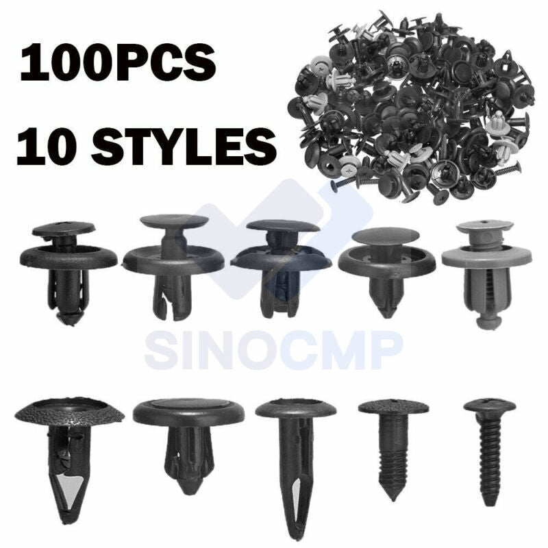 100pcs Car Bumper Fender Trunk Screw Rivets Set For Auto Plastic Fastener Clips
