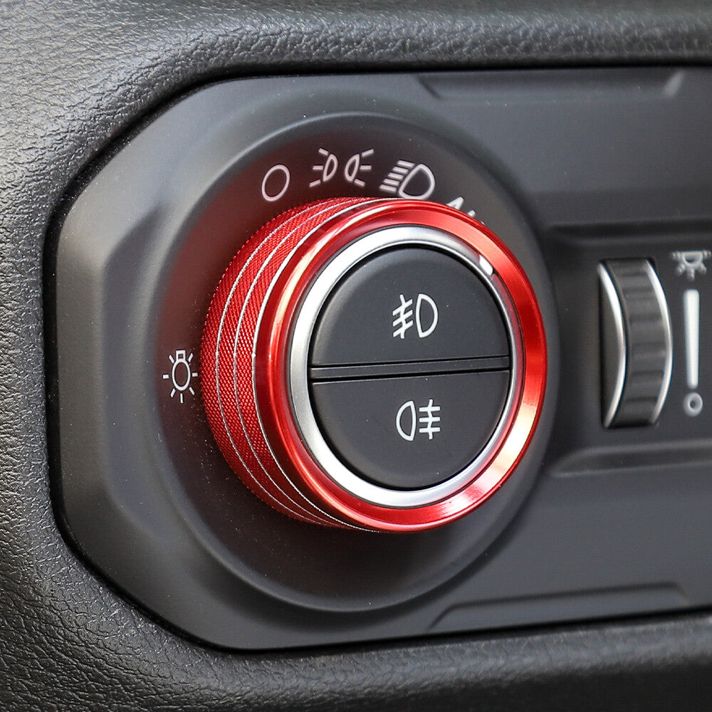 Red Headlight Switch Knob Cover Trim Ring for Jeep for Wrangler JL JT 2018-2024 1PCS