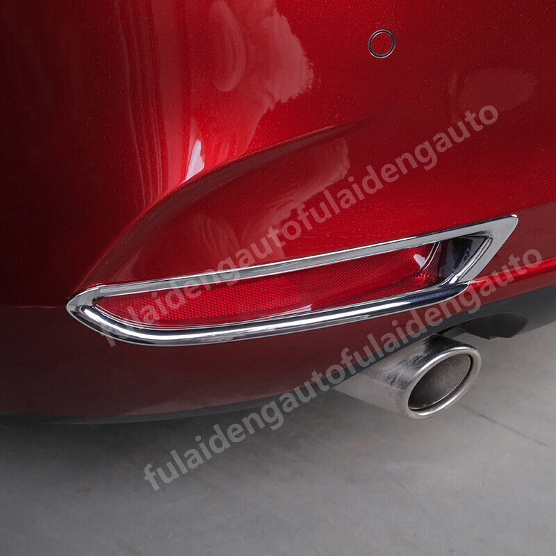 2for Mazda 3 Sedan 2019-2023 Chrome Rear Bumper Fog Light Lamp Frame Cover Trim