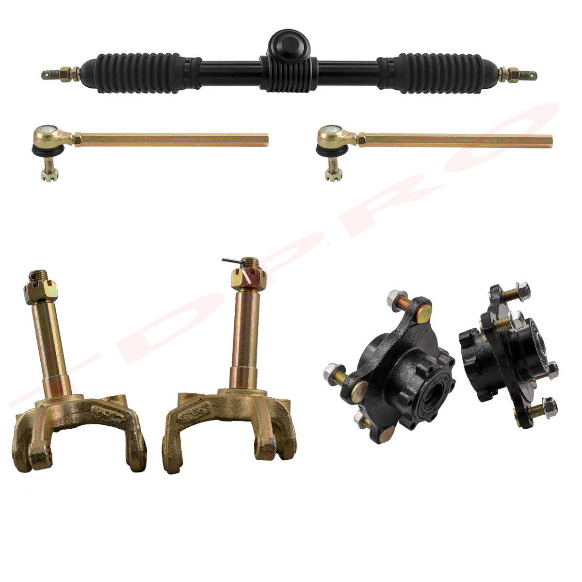 Go-kart front steering spindle 4 screws wheel hub tie rod gear carrier pinion all-terrain vehicle UTV