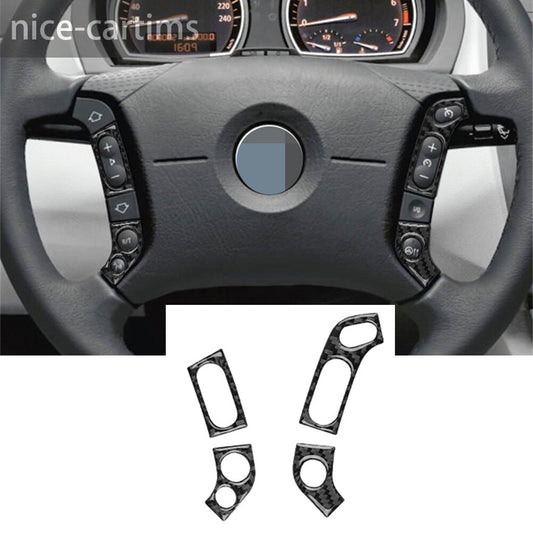 Carbon Fiber Interior Steering Wheel Button Decor Cover for BMW X3 E83 2004-2010