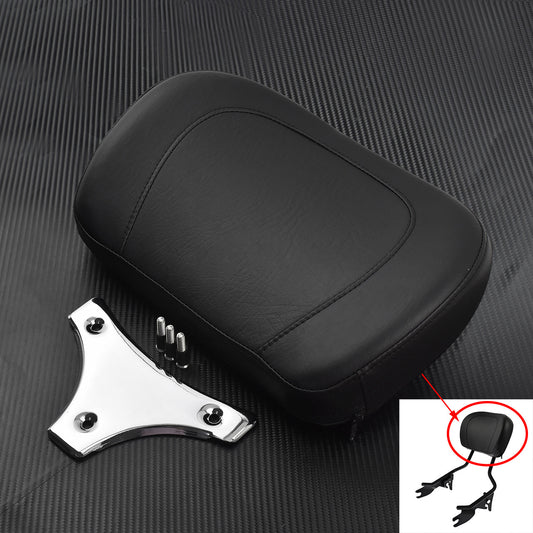 Sissy Bar Backrest Pad w/ Chrome Bracket Fit for Harley Touring FLHR FLHX 09-18