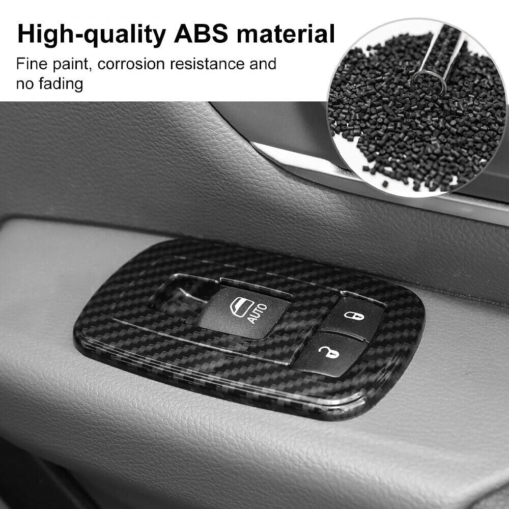 2016+ Carbon Fiber Window Lift Trim Switch Panel Cover Trims for Dodge Charger