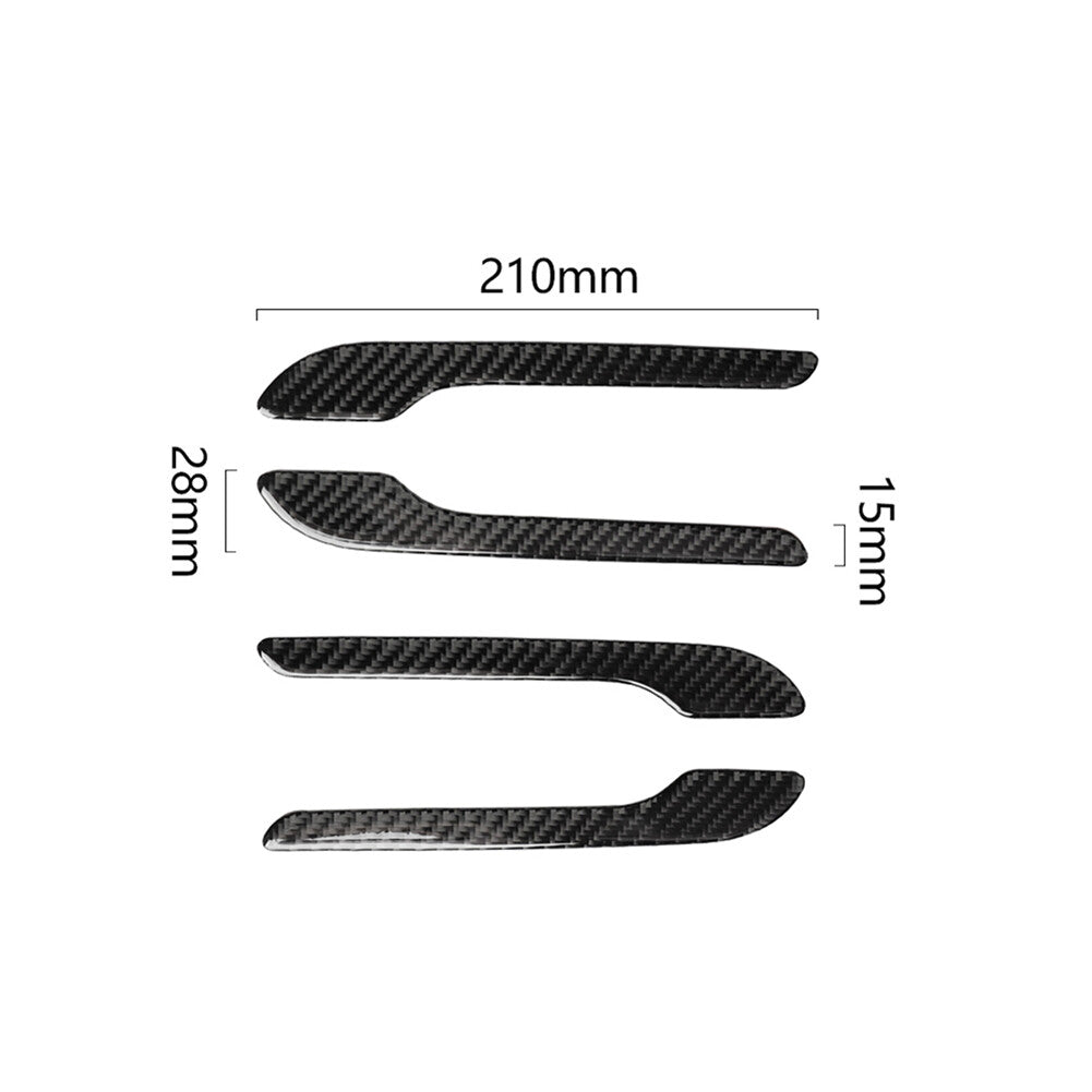 4X Carbon Fiber Outdoor Handle Panel Cover Trim for Tesla Model 3/Y 2017-2022
