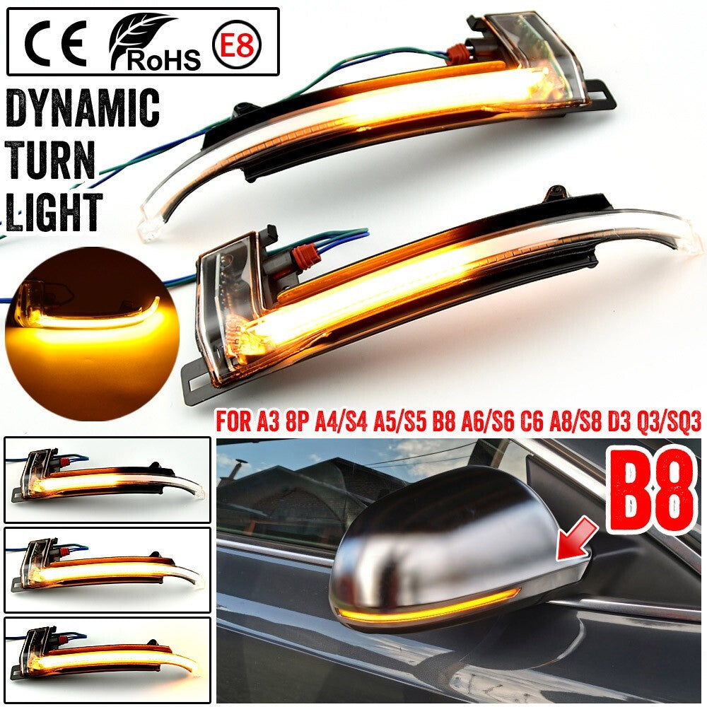 Dynamic LED Turn Signal Lamp Wing Side Mirror Light for Audi A4 B8 for A8 S8 D3 8P