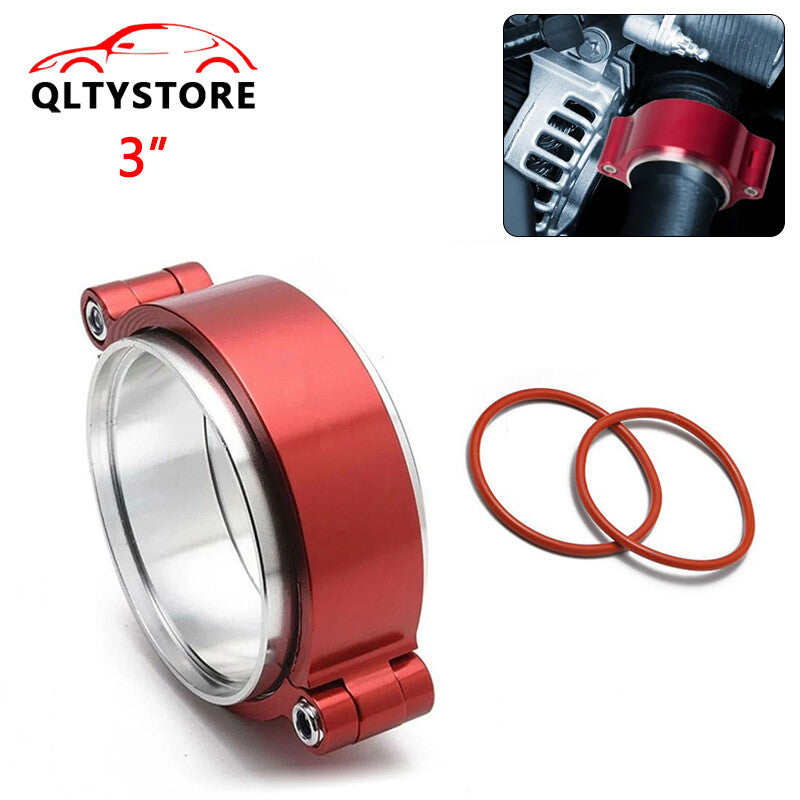 3 76mm Aluminum Quick-Release V-Band Clamp Kit for Intake Intercooler Ducts (Red)