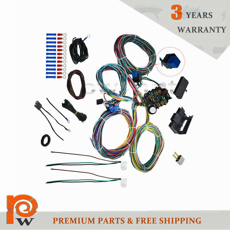 new 21 universal wiring harness with long cable suitable for Chevrolet and for Ford Hotrods.
