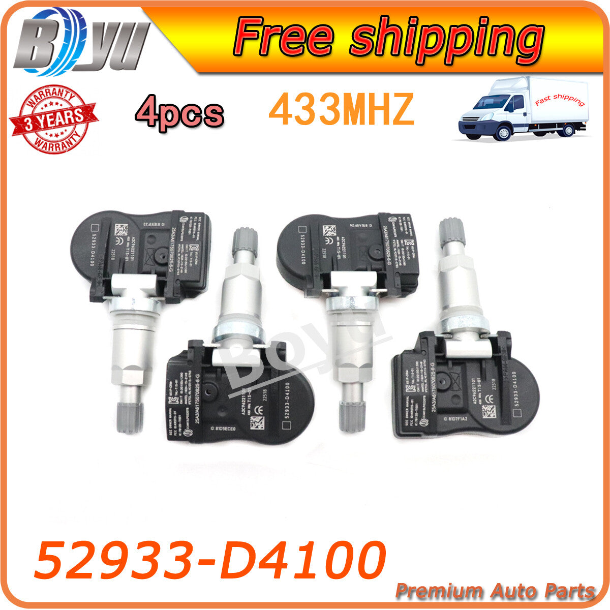 4X 52933-D4100 TPMS Tire Pressure Sensor 433mhz for Hyundai for ELANTRA GRANDEUR I30