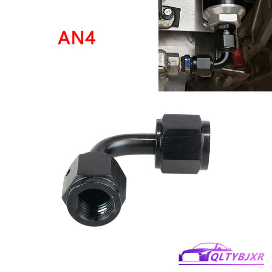4AN to 4AN Female 90 Degree Swivel Coupler Union Fitting Adapter Aluminum Black