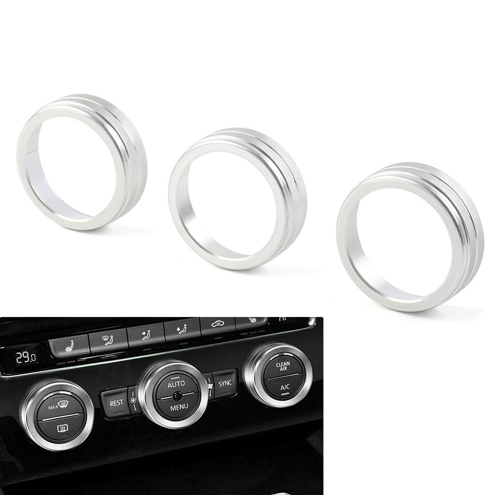 AC Climate Control Ring Knob Cover for VW for Golf for Jetta for Tiguan for Passat Atlas Silver