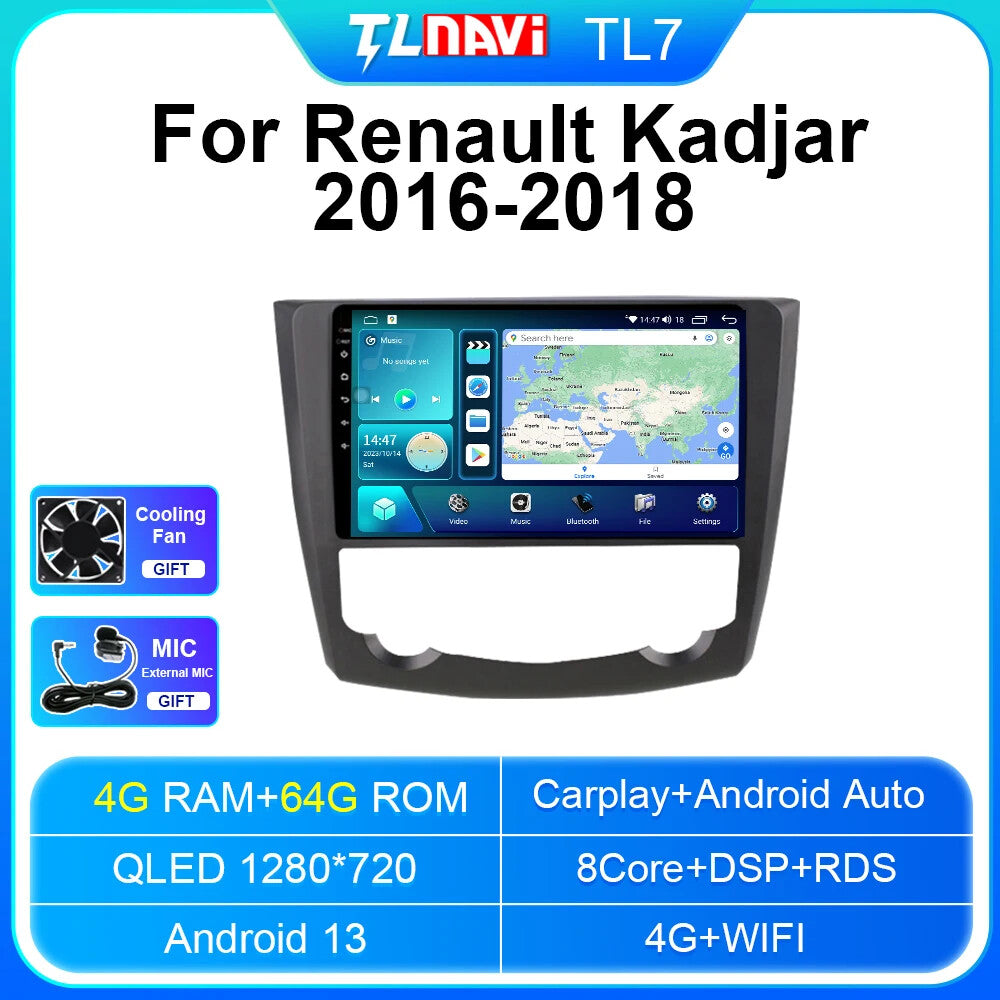 Android Car Radio CarPlay Screen for Renault Kadjar 2016-2018 Stereo GPS Player
