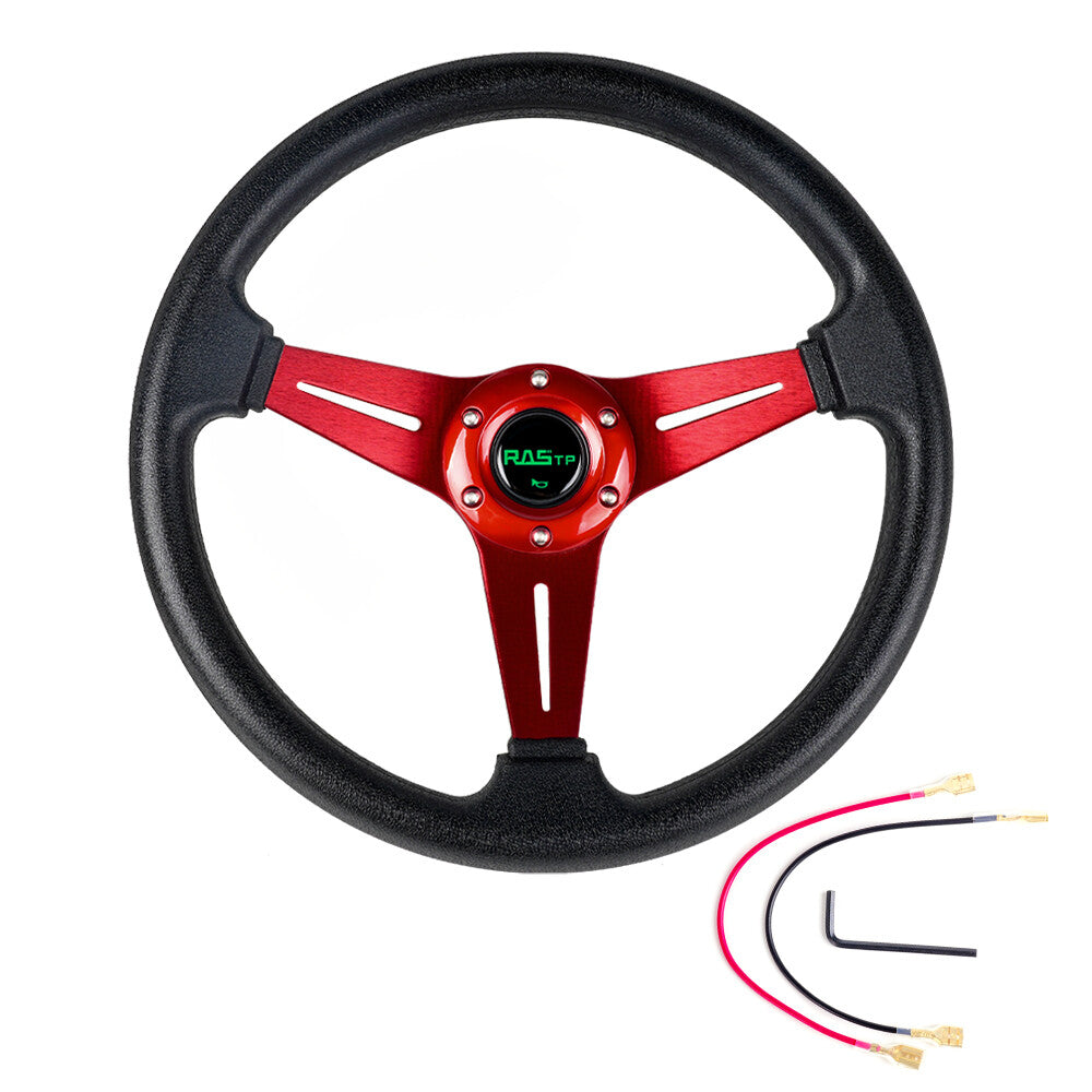 Drifting Racing Steering Wheel 340 mm Aluminum 6cm Deep Dish Universal Red