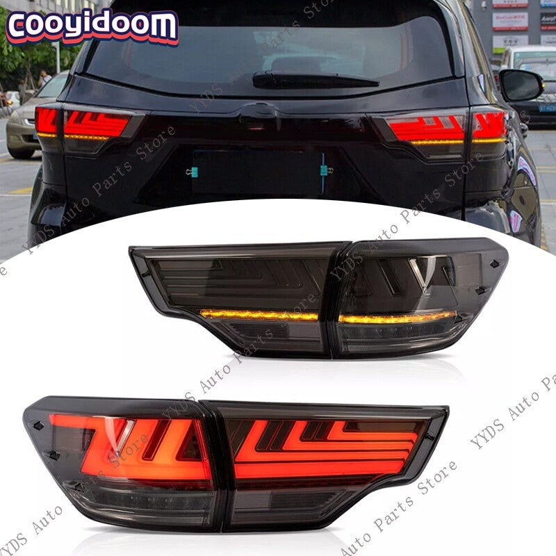 Smoked LED taillights with dynamic signal brakes for Toyota Highlander 2014-2019