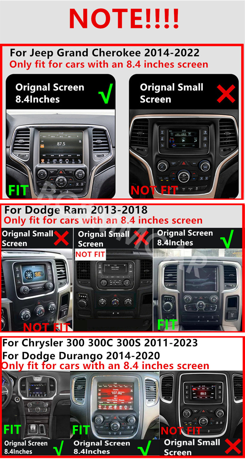 Android 14 Car Radio Touch Screen GPS Navi 2Din Fit for Dodge Durango 2014-2020
