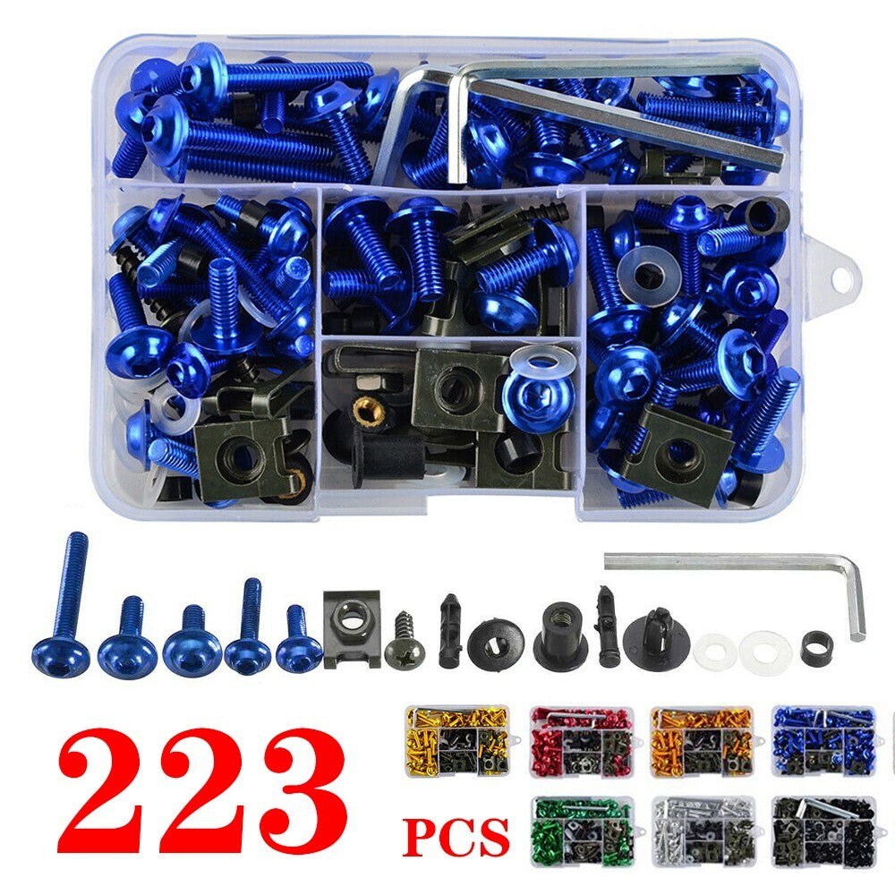 Fit for Honda for BMW for Kawasaki Motorcycle Blue Complete Fairing Screws Nut Bolts Kit