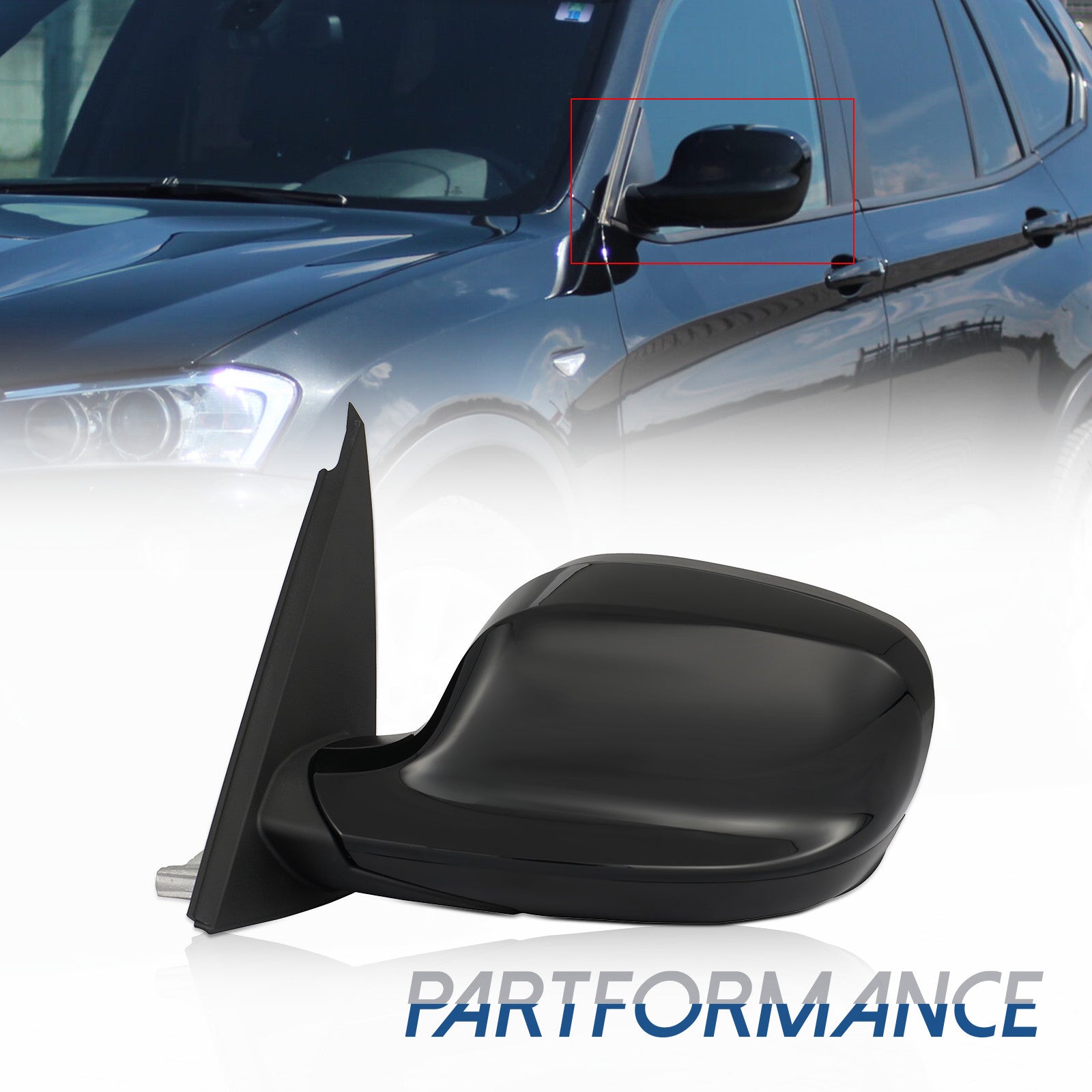 Applicable to 2011-2014 for BMW X3 heated mirror, black, left driver's side, power view LH