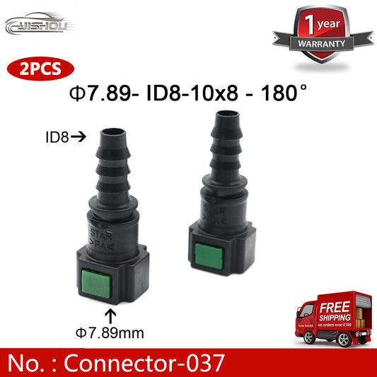 2-Pack 7.89mm ID8 10x8 180¡ã Fuel Line Hose Quick Release Female Connector