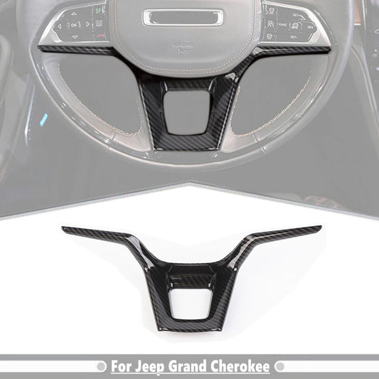 Carbon fiber car steering wheel cover trim for Jeep Grand Cherokee 22-2024 - Accessories