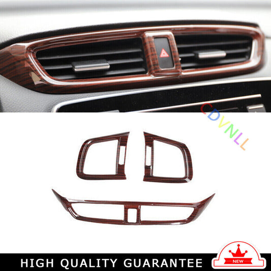 Middle Air Outlet Vent Cover Trim 2 for Honda CRV CR-V 2017-2022 Red Wood Grain