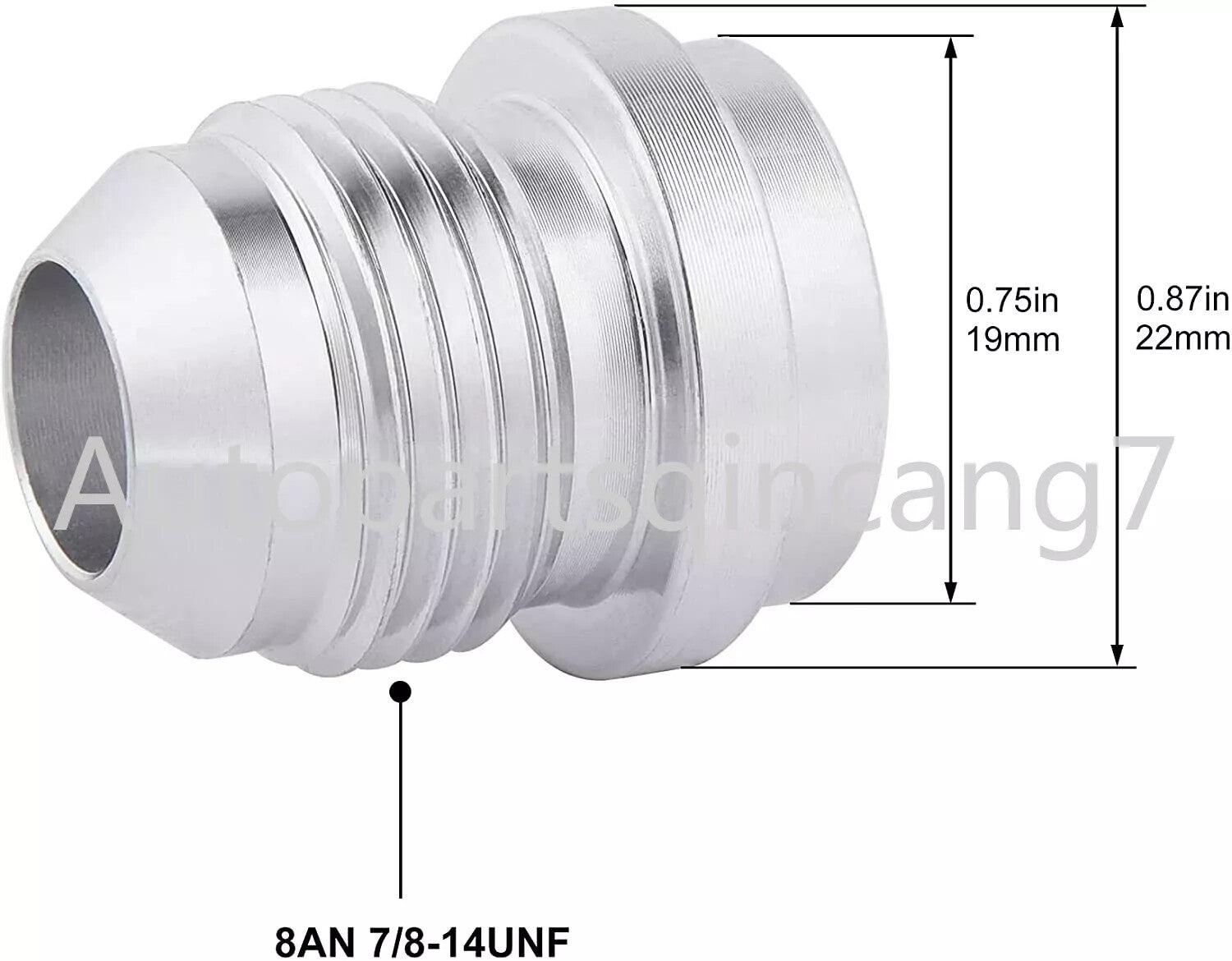 Male Fittings 8AN Bung Hose Adapter Fuel Oil Kit Weld On Aluminum 2Pcs