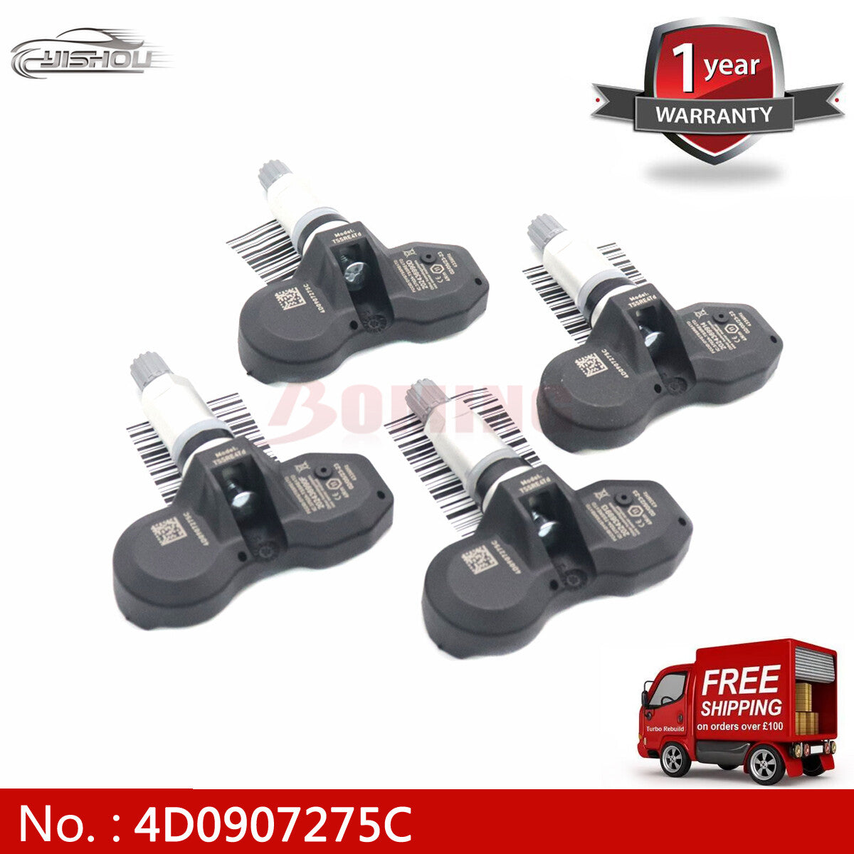 4 new TPMS 4D0907275C tire pressure sensors suitable for Volkswagen Phaeton and for Audi for A8 (433MHz).