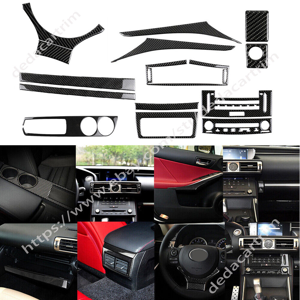 14Pcs Carbon Fiber Interior Full Set Decorative Trim for LEXUS IS250 IS350 13-17