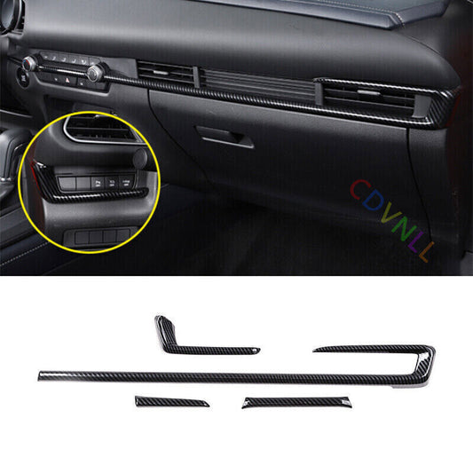 4P for Mazda CX-30 2020-24 ABS Carbon Fiber Central Console Dashboard Strip Trim