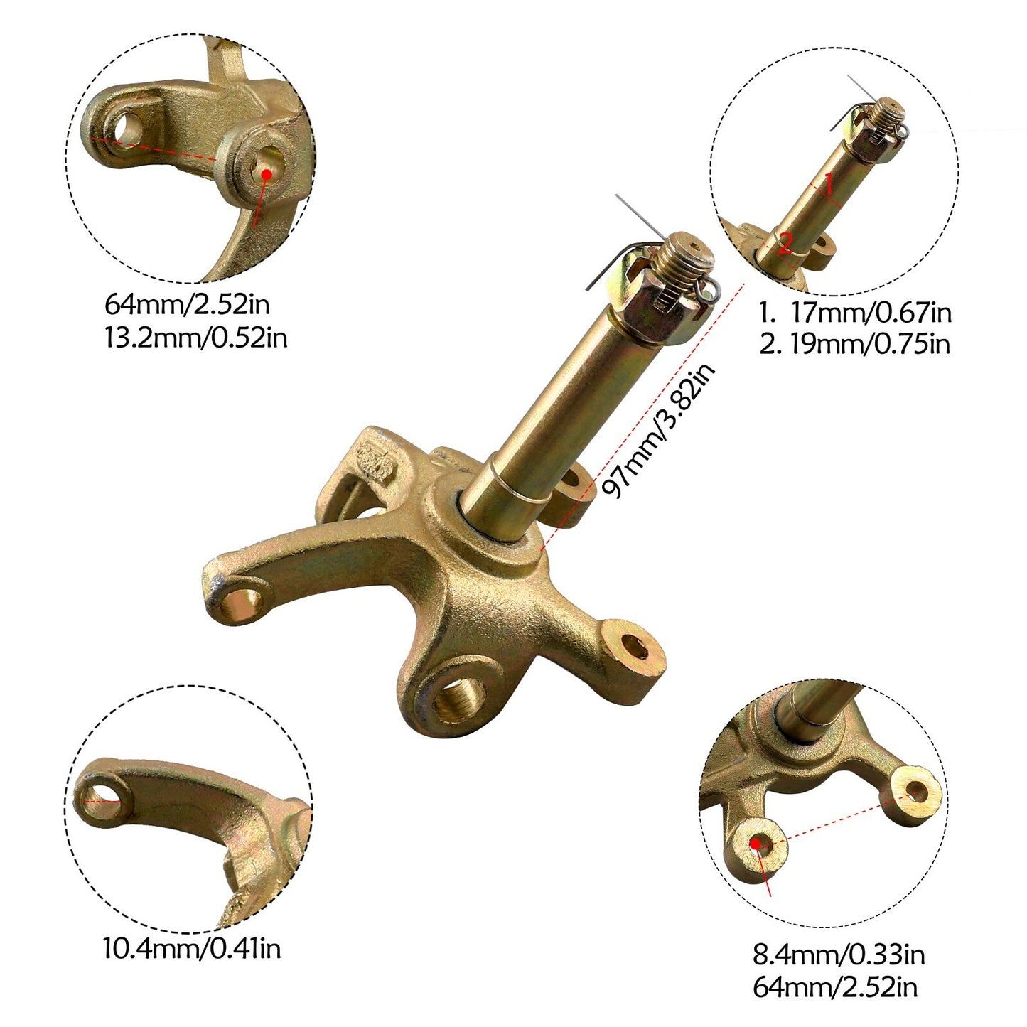 All-terrain vehicle go-kart steering spindle 3-stud wheel hub brake rotor Taodao 110 125cc 150cc