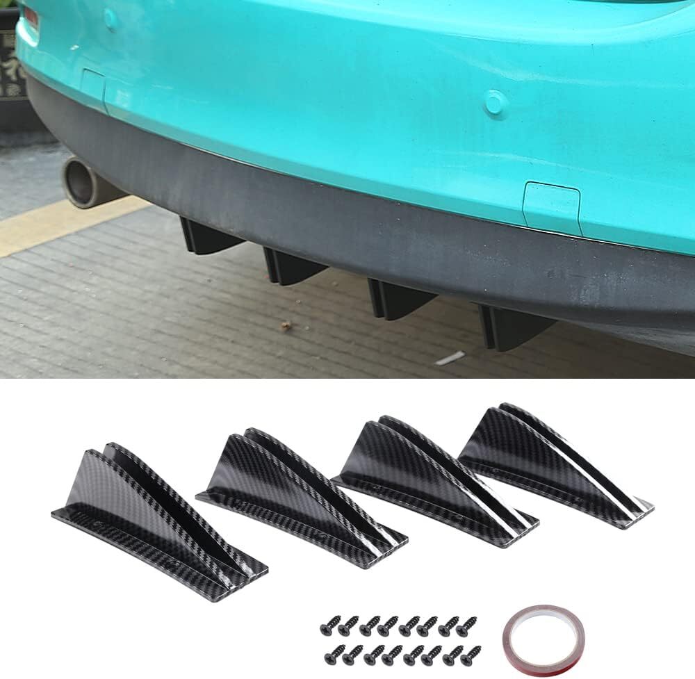 4xUniversal Car Rear Bumper Lip Diffuser Shark Fins Rear Bumper Protector