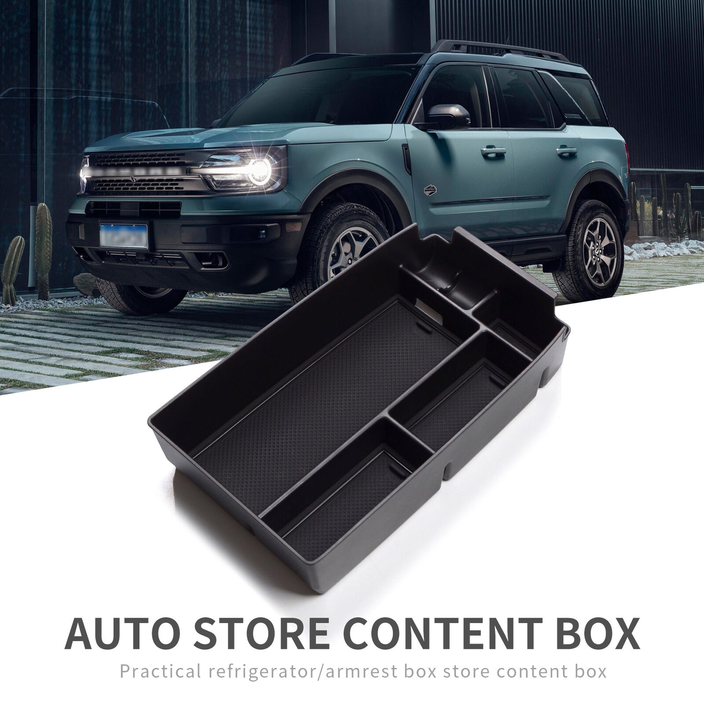 Car Armrest Storage Box for Ford Bronco Sport 2020 2021 Accessories Tidying Tray