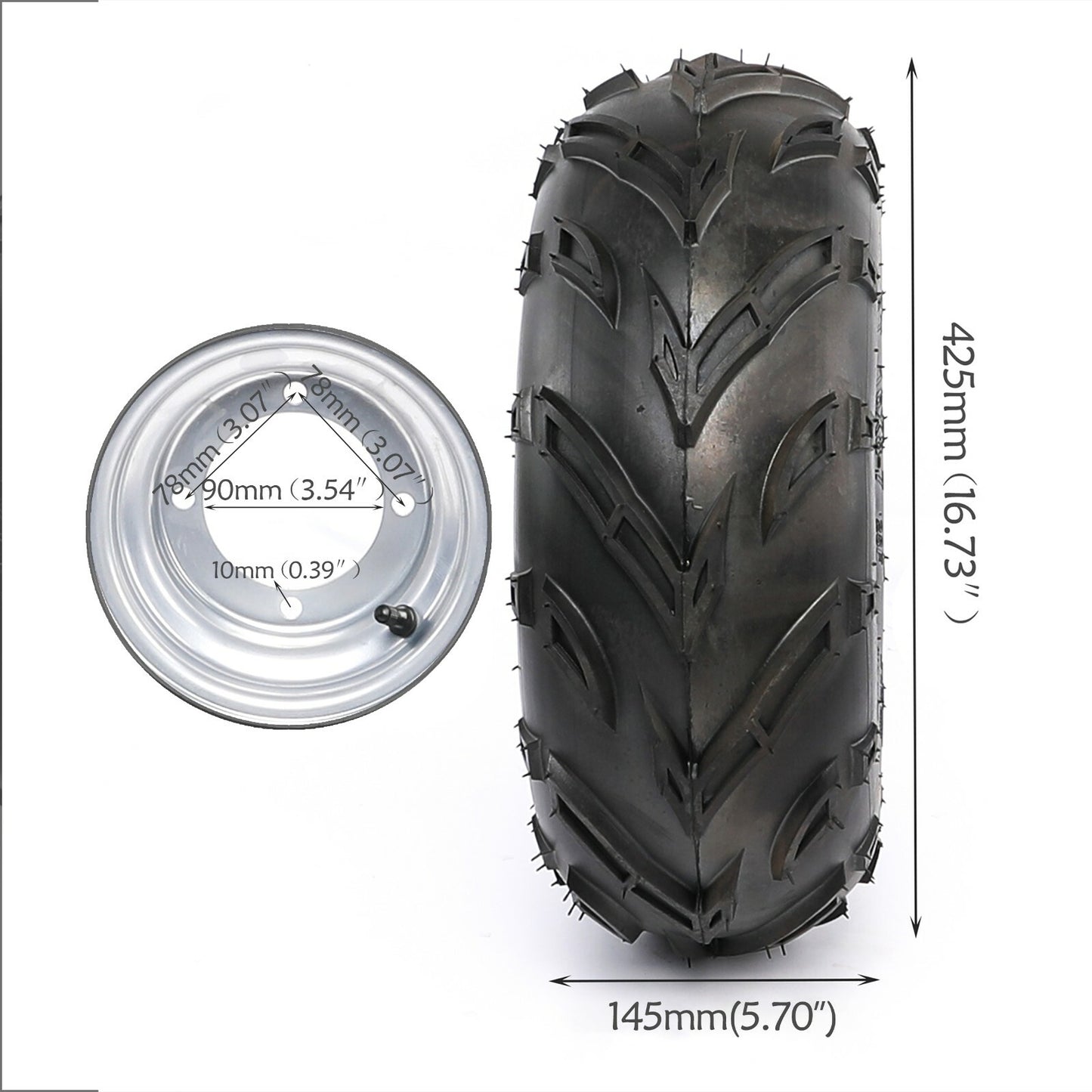 4 Set 16x8-7 Tyre Rim 4 Bolt 7 inch Complete Wheels ATV Go Kart Quad 4 Wheelers