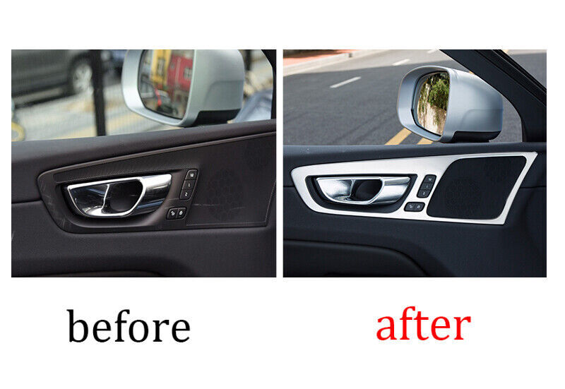 for Volvo XC60 2018-23 Silver Titanium interior Door Handle Frame Cover Trim 4x
