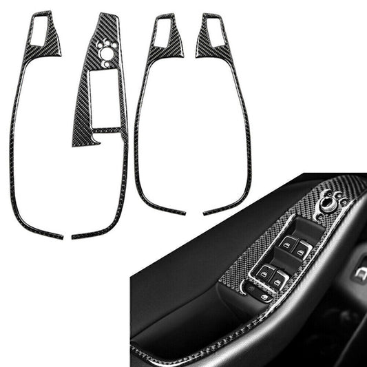 4X Carbon Fiber Interior Window Switch Button Cover Trim for Audi Q5 2010-2018