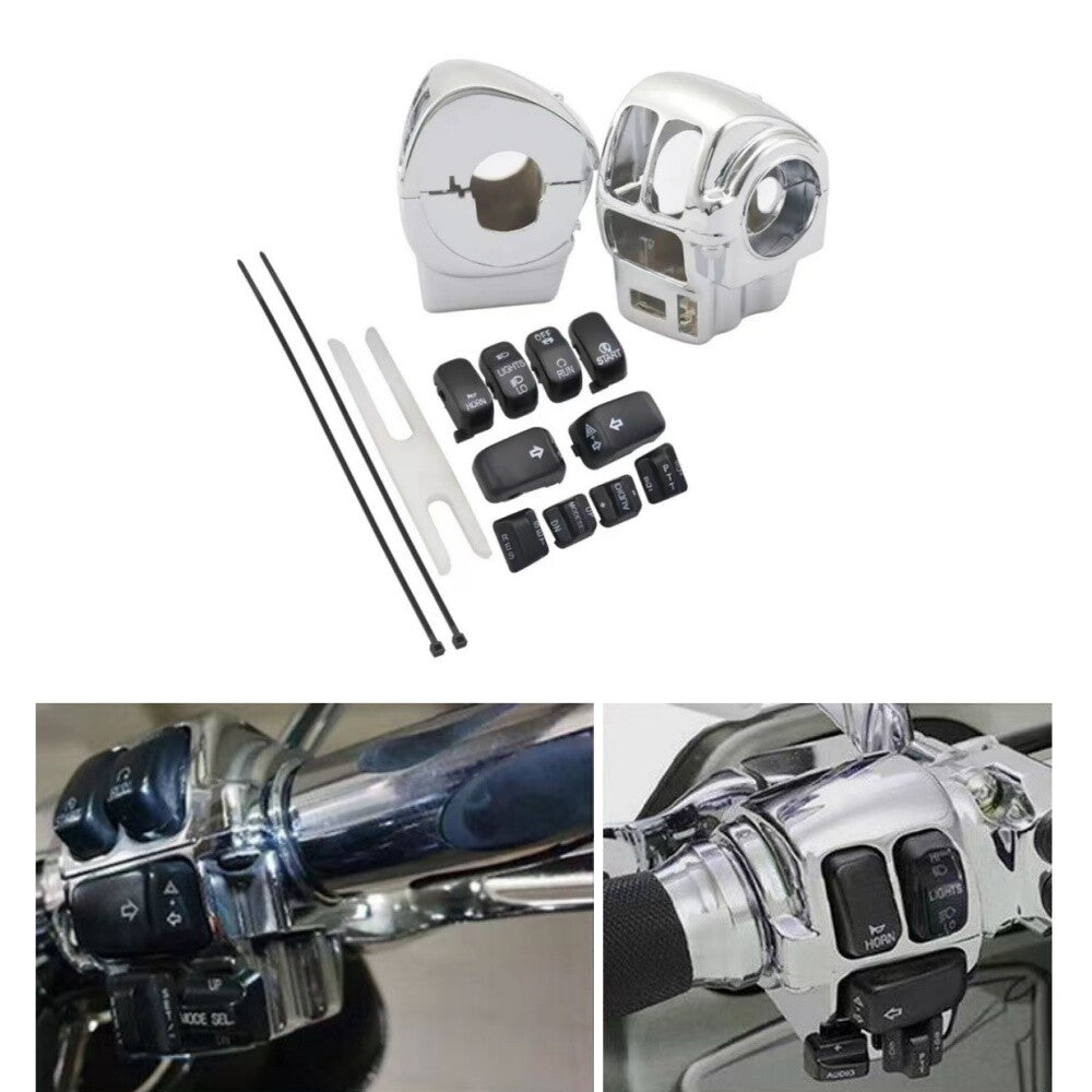 Motorcycle Switch Housing Cover + 10Pcs Caps for Harley Touring 1996-2013
