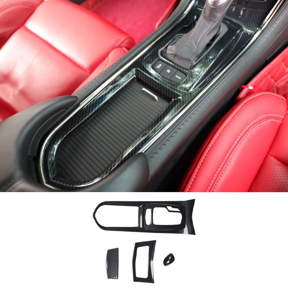 for Cadillac ATSL 14-17 Carbon Fiber Inner Center Console Gear Shift Panel Trim
