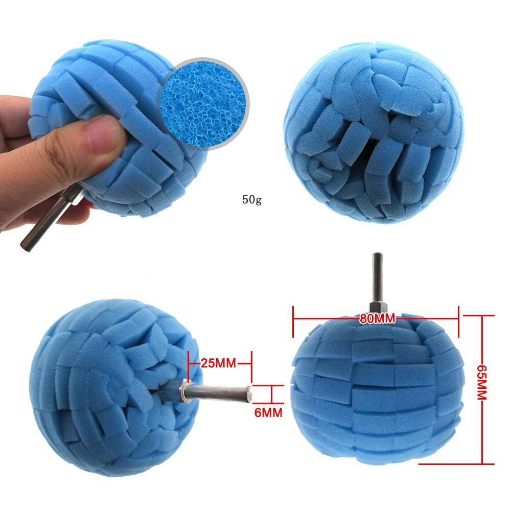 Power drill tool kit with sponge polishing pad and cushioning pad for cleaning car wheels