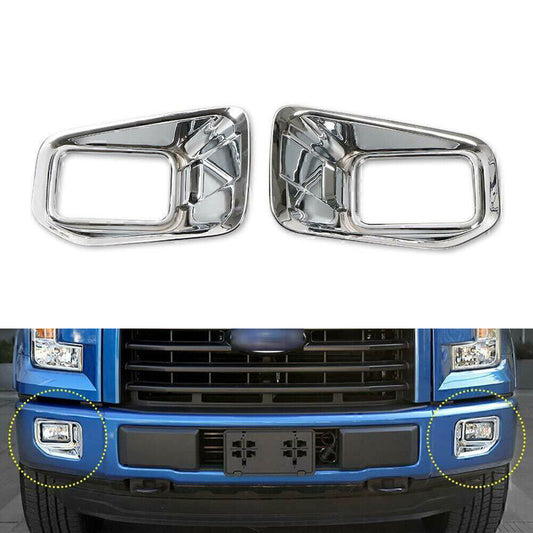 Car Front Fog Light Lamp Decoration Cover Trim Fit for Ford F-150 2015 - 2018 Chrome