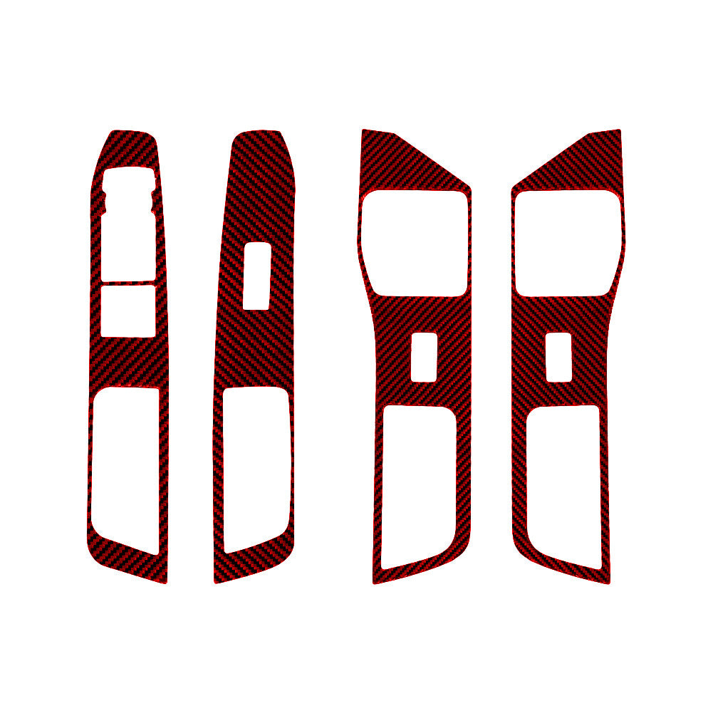 4X Red Carbon Fiber Door Lift Switch Panel Cover Trim for Ford Explorer 2020-23