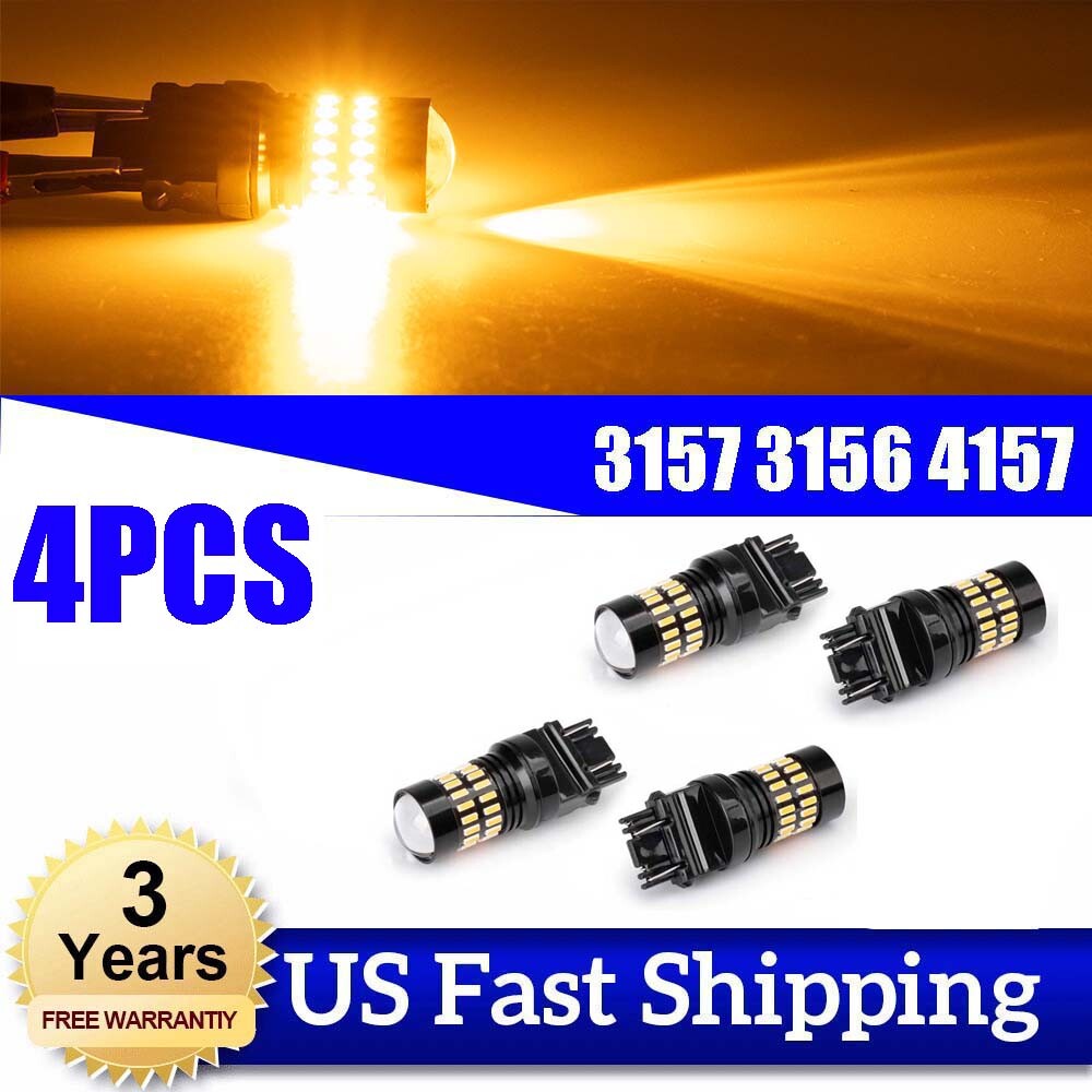4157 3156 3157 NEW 4PCS 12V LED Turn Signal Light Bulbs Amber Anti Hyper Flash