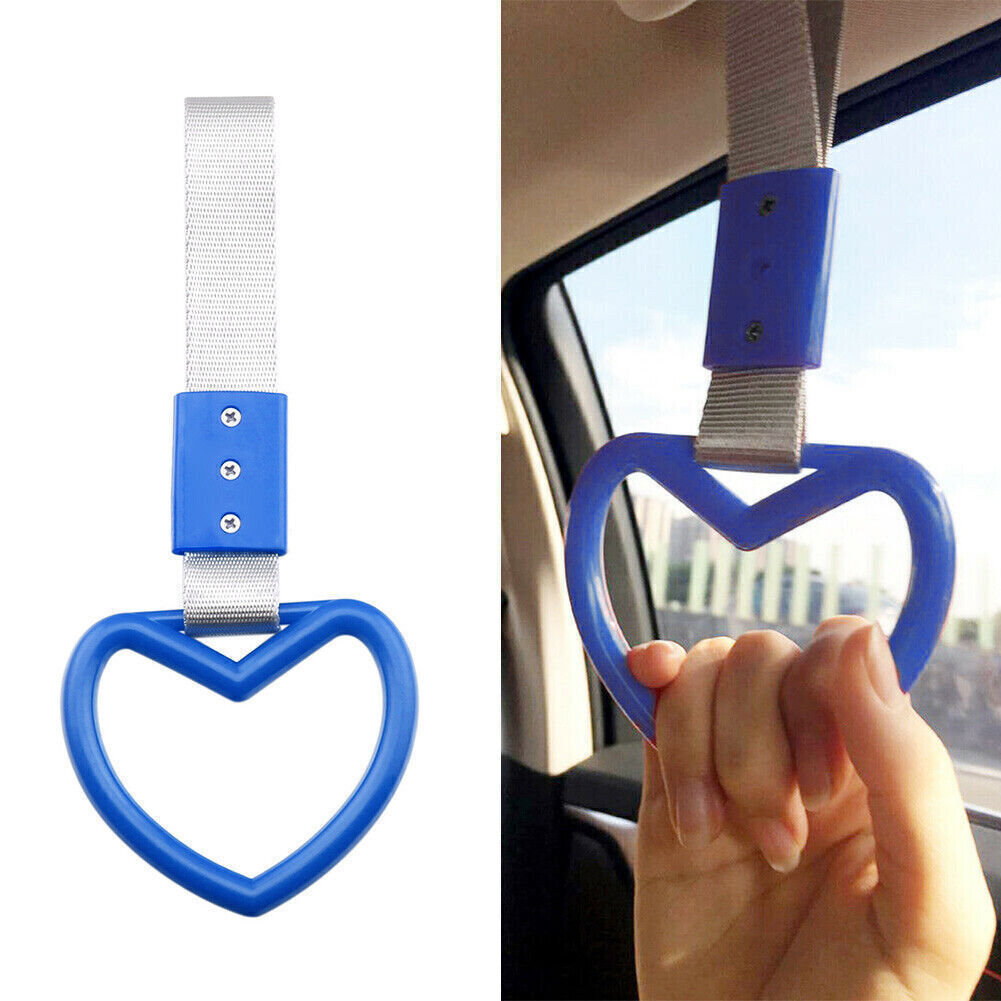 Train Bus Handle Hand Strap Drift Charm Tools Heart Ring for JDM Tsurikawa Blue
