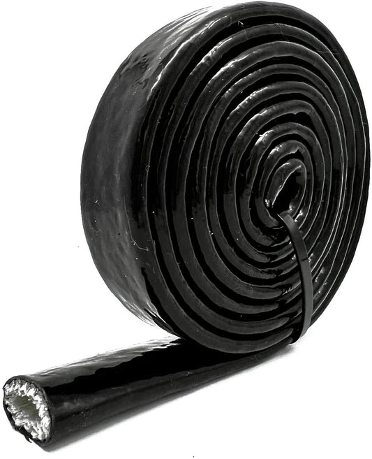 3/4 ID Black Silicone Coated Fiberglass Thermal Insulation Jacket - Fireproof and Thermally Insulating Armor