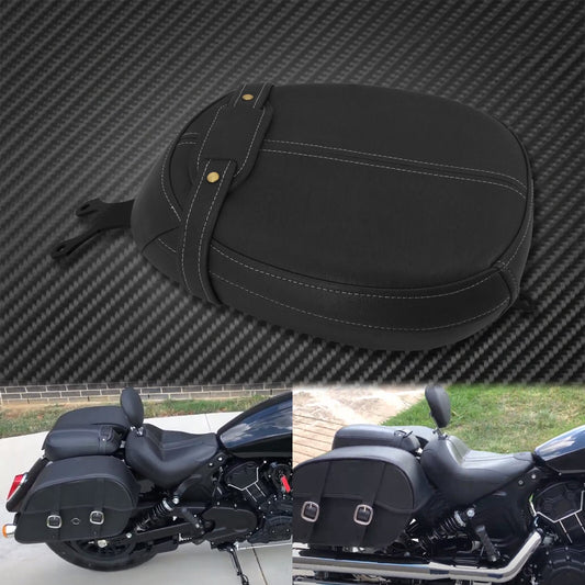 Black Rear Leather Passenger Pillion Cushion for Seat Pad Fit For Indian Scout 15-20