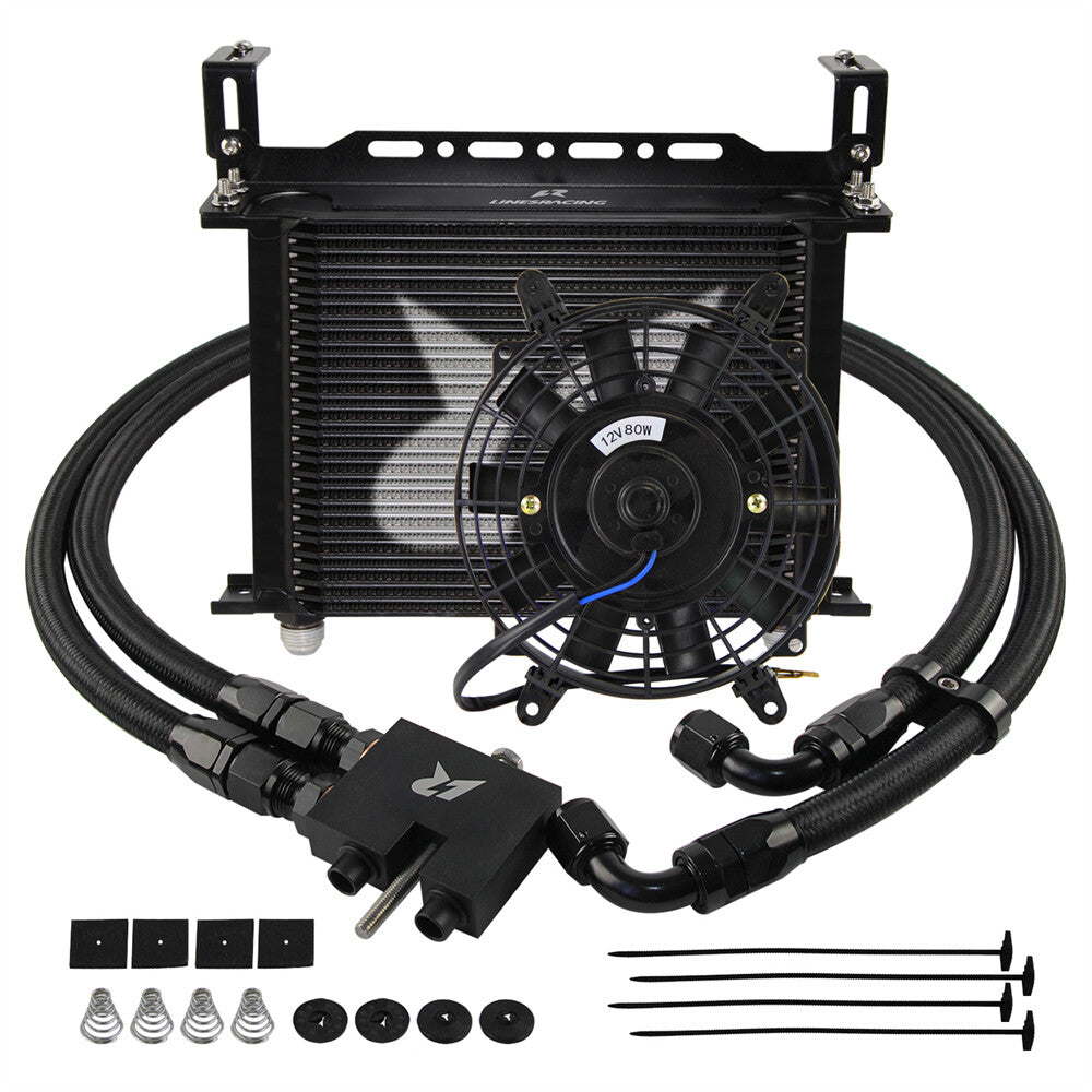 30 Row Oil Cooler Kit for BMW N54 135i E82 E90 335i 335xi E92 335is +7'' Fan BK
