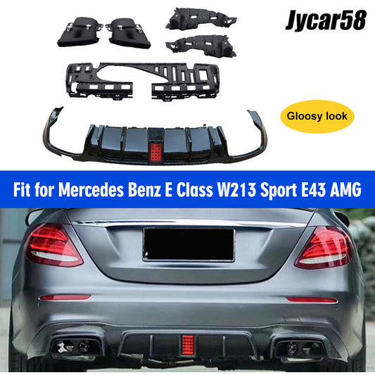 Rear Bumper Lip Diffuser with Exhaust for Benz E Class W213 E63 AMG Sport Bumper