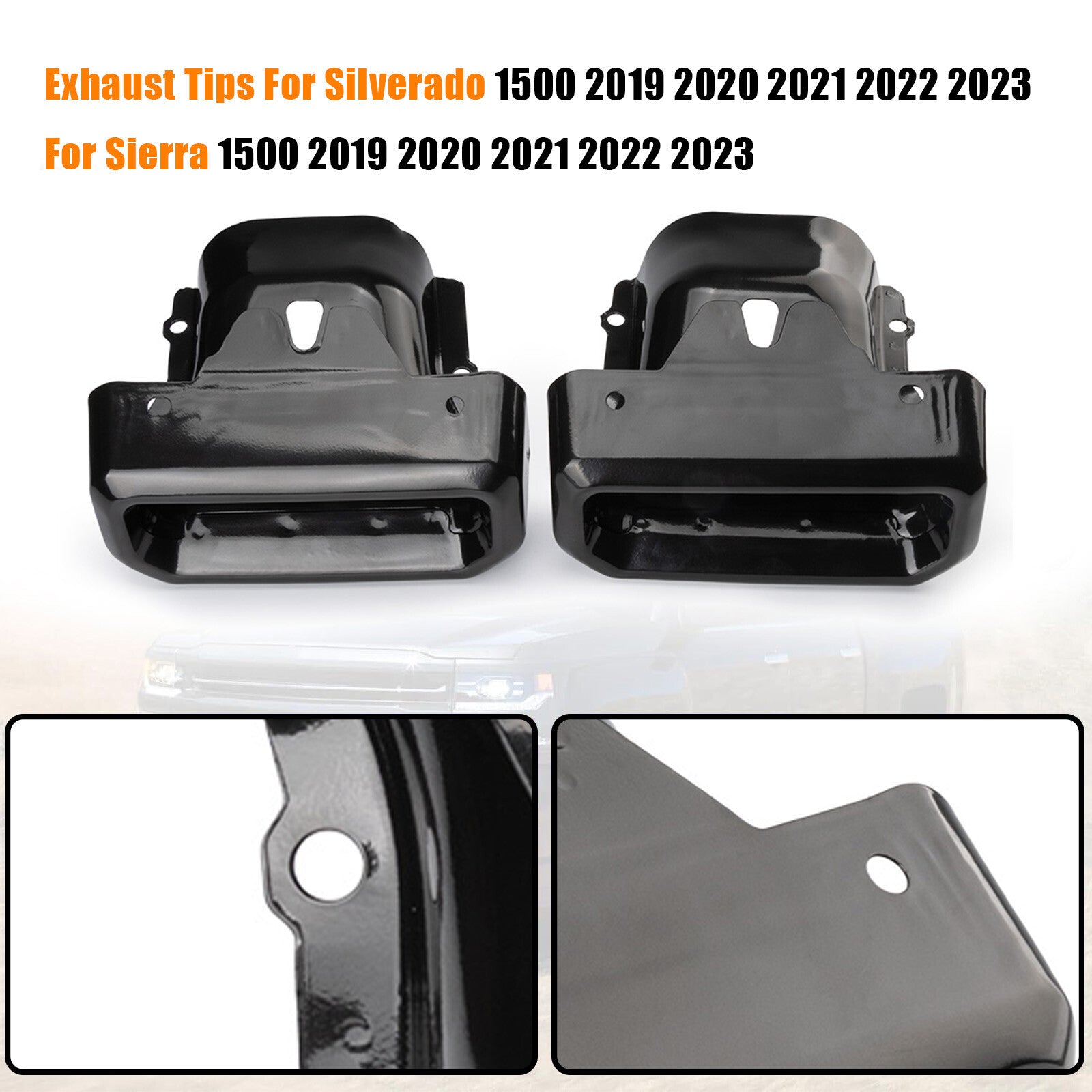 Exhaust Tips Bezels Frosted Black Fit for for GMC for Sierra 1500 2019-2024 84434641