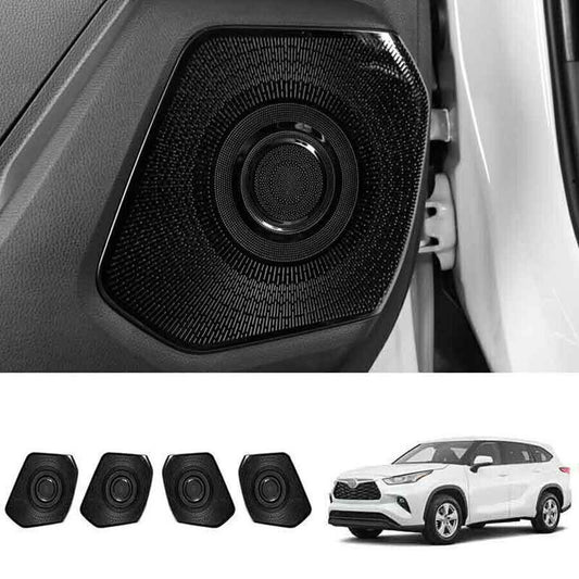 for Toyota Highlander 20-2024 Black Steel Inner Door Speaker Panel Cover Trim 4X