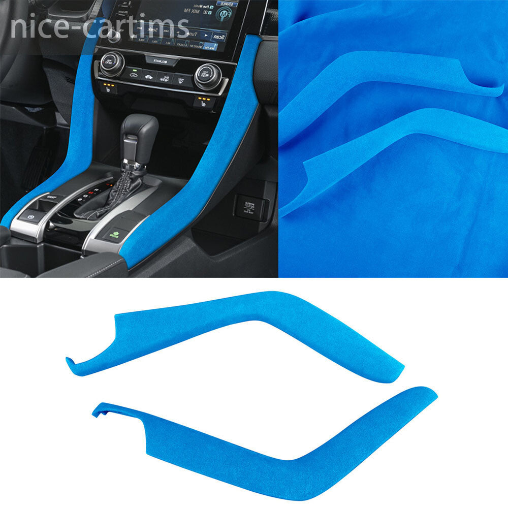 Suede Blue Central Control Gear Shift Side Panel Trim for Honda for Civic 10th 16-21