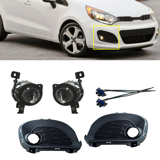 1 Set Fog Light + COVER + CONNECTOR for KIA Rio Hatchback 2012-2015