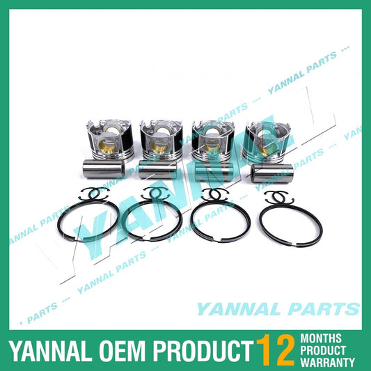 4-piece piston with piston rings + 0.5 mm for Kubota V2202 engine (oversized)