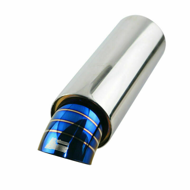 Universal 2.5inch Inlet 4 OD 5 Body Rear Exhaust Muffler Tip Slant Blue TIP